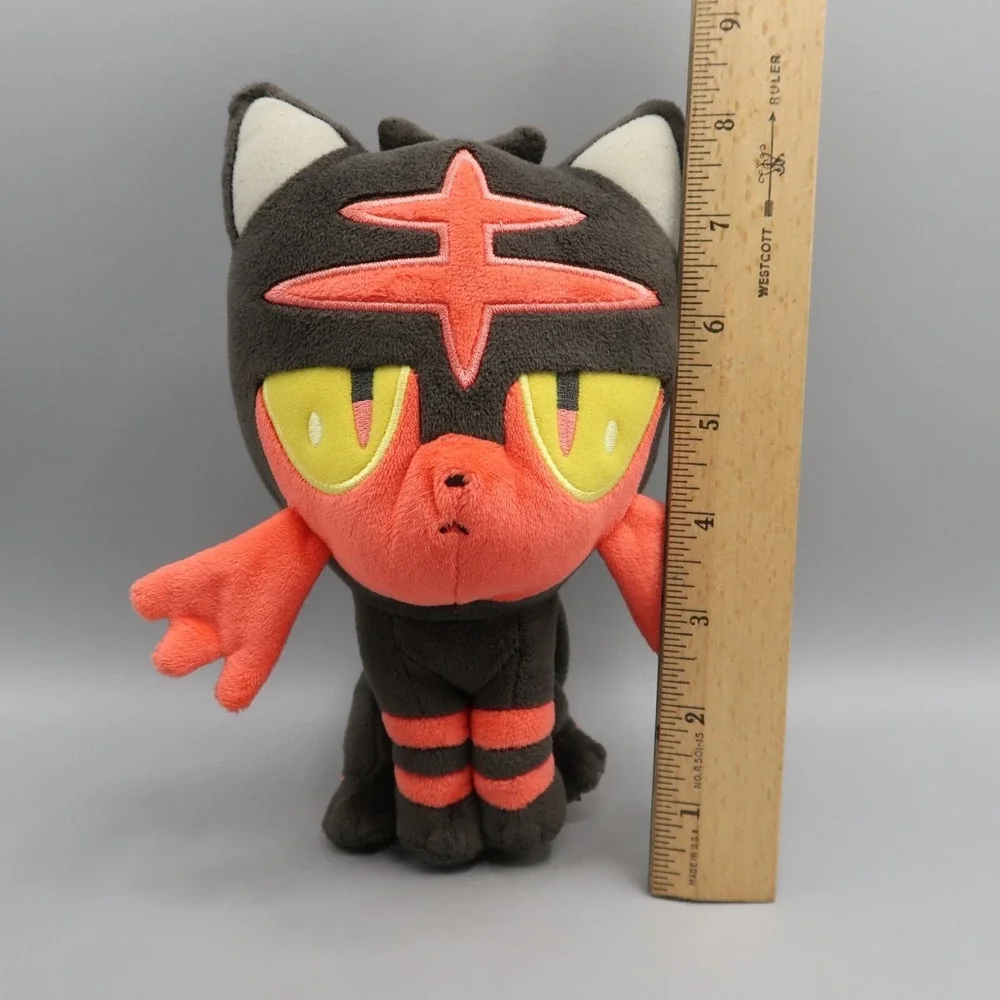 Pokemon Center Litten Kitten Plush Stuffed Animal Sitting 8 in tall 2016 Toy Cat